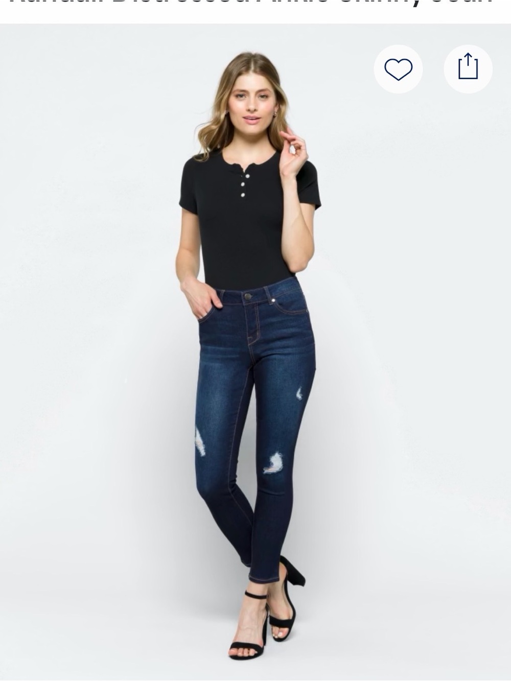 1822 Denim Dark Blue Skinny Jeans with Light Distressing